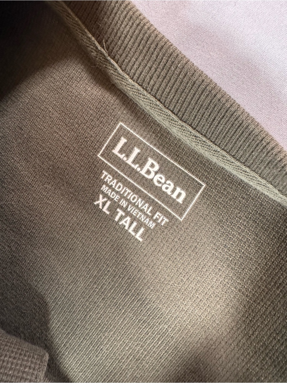 L.L. Bean Olive Green Henley Long Sleeve Shirt - Picture 5 of 7